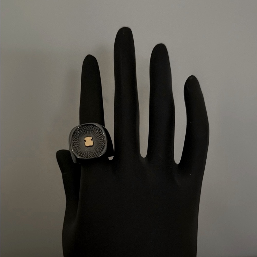 Tous Black and Gold Ring